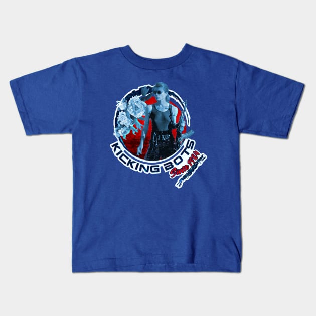 Sarah Kicking Bots Since 1984 Grunge Kids T-Shirt by SimonSay